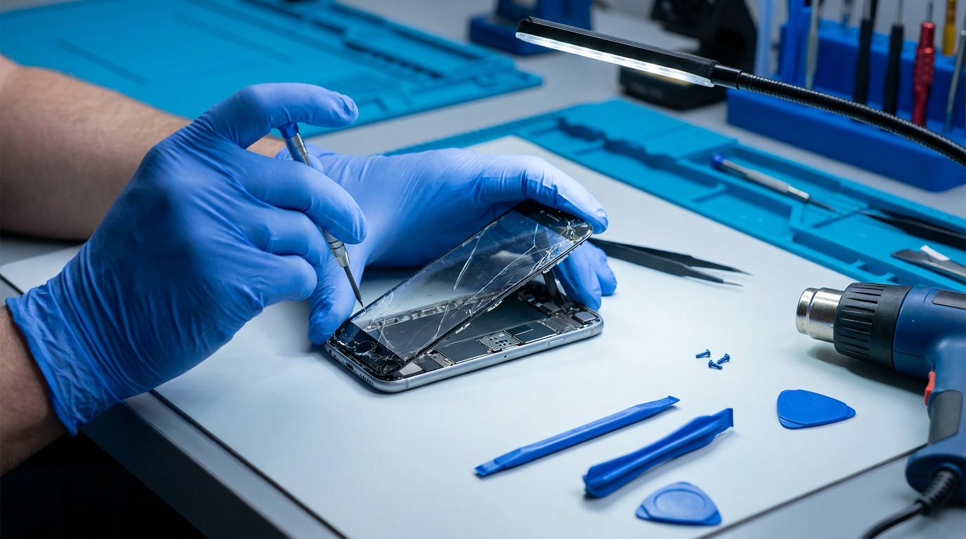 Cracked phone screen repair at Intellectual Techs